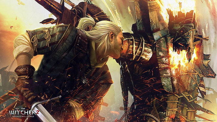 The Witcher 2 game cover, The Witcher 2 Assassins of Kings, The Witcher, Geralt of Rivia, HD wallpaper