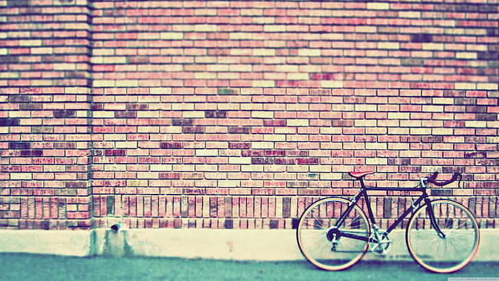 muro, bicicletta, mattoni, all'aperto, sfocato, Sfondo HD