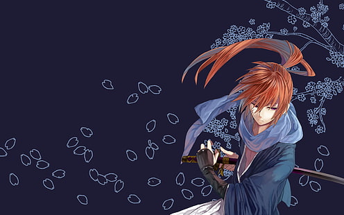anime, Himura Kenshin, Katana, berambut merah, Rurouni Kenshin, Wallpaper HD HD wallpaper