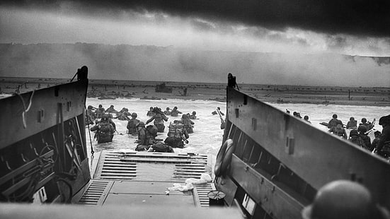 D-Day, 전쟁, 흑백, 제 2 차 세계 대전, 프랑스, ​​군인, 노르망디, 역사, HD 배경 화면 HD wallpaper