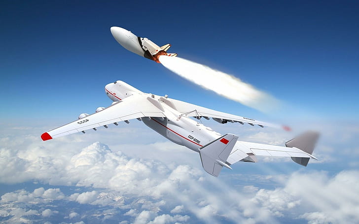 Антонов Ан225, бял самолет, изстрелване, самолет, антонов, ан-225, самолетни самолети, HD тапет