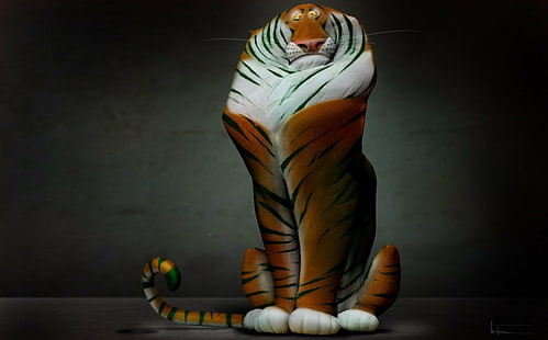 호랑이 만화 3d 동물, HD 배경 화면 HD wallpaper