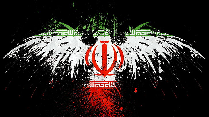 Iran HD, black,green,white,and red eagle illustration, Iran hd, flag, logo, HD wallpaper