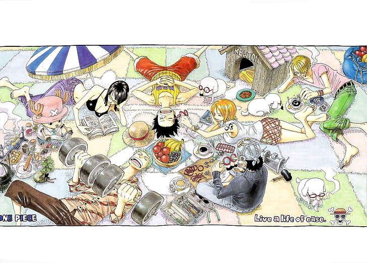 One Piece art, One Piece, Ророноа Зоро, Санджи, Нико Робин, Обезьяна Д. Луффи, Усопп, фрукты, аниме, HD обои
