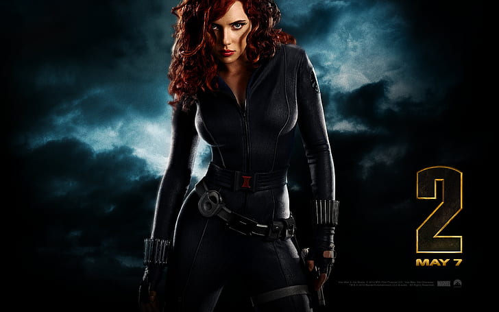 Black Widow Iron Man 2, hitam, besi, janda, Wallpaper HD