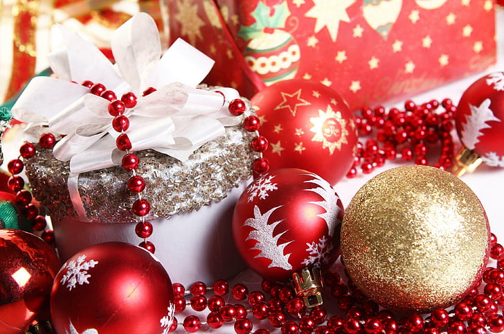 елочные украшения, подарки, украшения, новый год, праздник, настроение, елочные украшения, подарки, украшения, новый год, праздник, настроение, HD обои