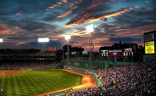 フェンウェイパーク、ボストン、マサチューセッツ-野球...、野球場、スポーツ、野球、マサチューセッツ、フェンウェイパーク、ボストン、野球公園、 HDデスクトップの壁紙 HD wallpaper