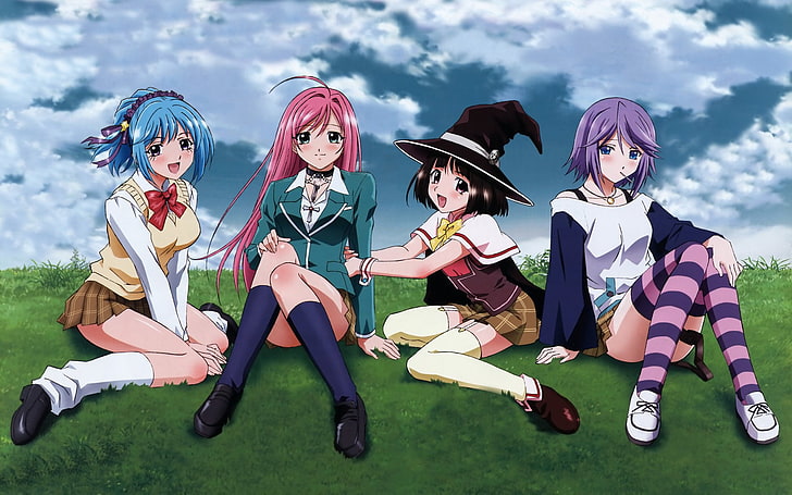 dört kadın anime karakter duvar kağıdı, Anime, Rosario + Vampire, HD masaüstü duvar kağıdı