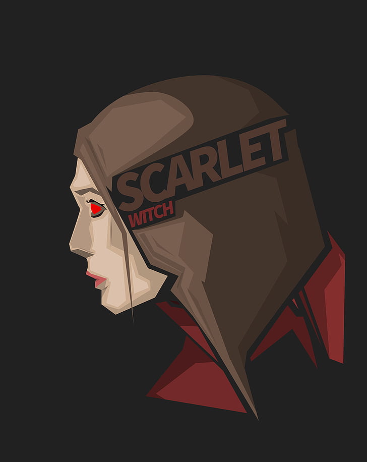 Scarlet Witch, Marvel Comics, latar belakang abu-abu, Wallpaper HD, wallpaper seluler