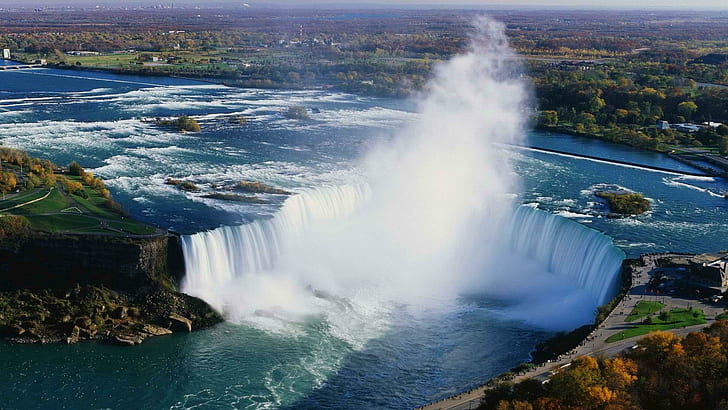 Niagara Falls Aerial Horseshoe Free Desktop, cascades, aériennes, bureau, chutes, fer à cheval, niagara, Fond d'écran HD