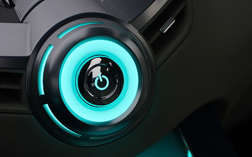 pulsante di accensione nero, pulsante blu, spento, inclusione di, Sfondo HD HD wallpaper