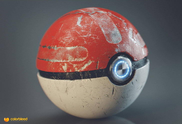 червен и бял тапет за покебол, Pokémon, Poké Balls, прост фон, видео игри, HD тапет
