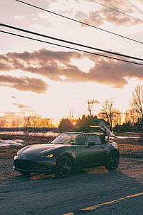 Mazda MX-5, Mazda MX-5 RF, Mazda, tramonto, vista laterale, Sfondo HD HD wallpaper