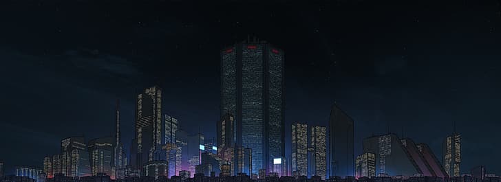 cyberpunk, ciudad, ultra ancho, 4K, Fondo de pantalla HD