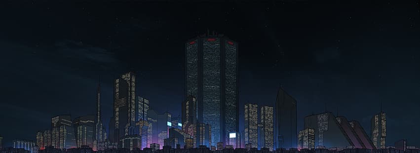 cyberpunk, miasto, ultrawide, 4K, Tapety HD HD wallpaper