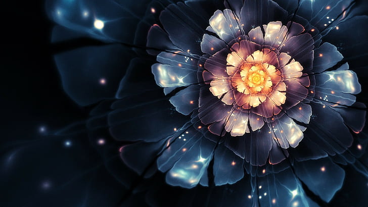 Magic Flower, night, magical, 1920x1080, 4k pics, HD wallpaper