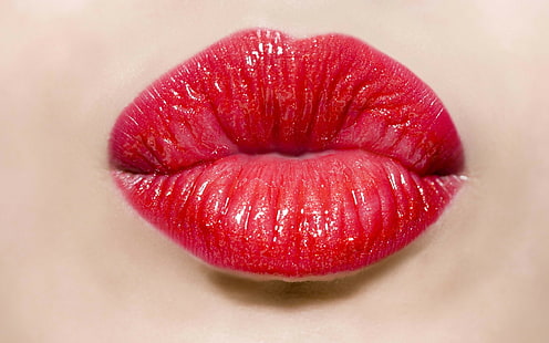 Губы, девушка, губная помада, поцелуй, HD обои HD wallpaper