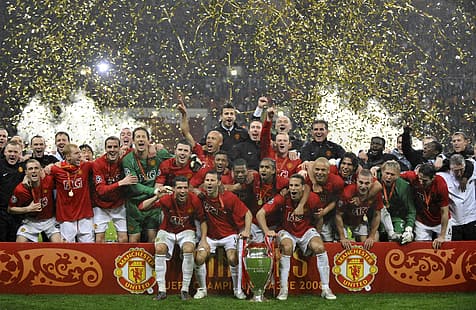 Manchester United, Old Trafford, diablo rojo, campeones de liga, Fondo de pantalla HD HD wallpaper