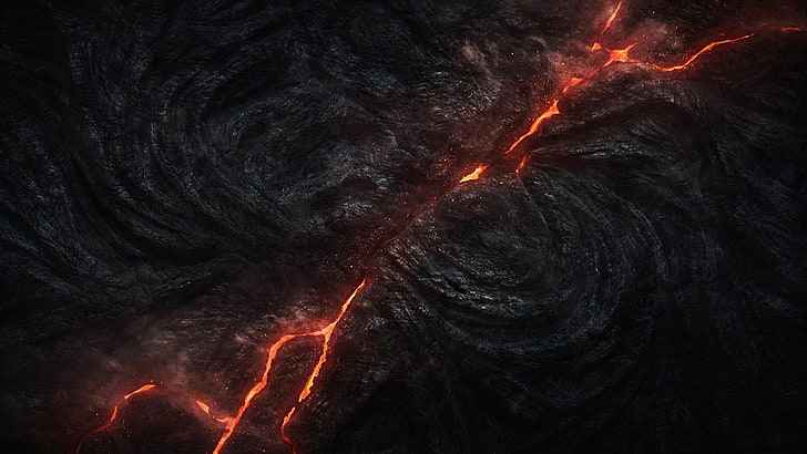 lahar merah, gunung berapi, asap, lahar, alam, Wallpaper HD