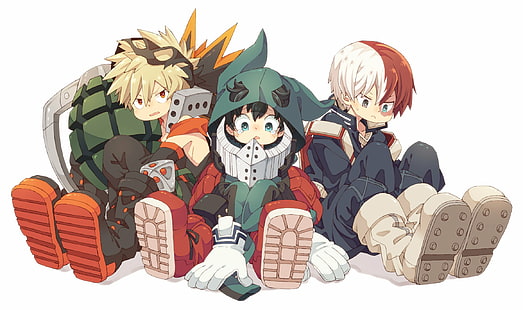 Boku no Hero Academia, anime, anime boys, Deku, Katsuki Bakugou, Todoroki Shōto, children, HD wallpaper HD wallpaper