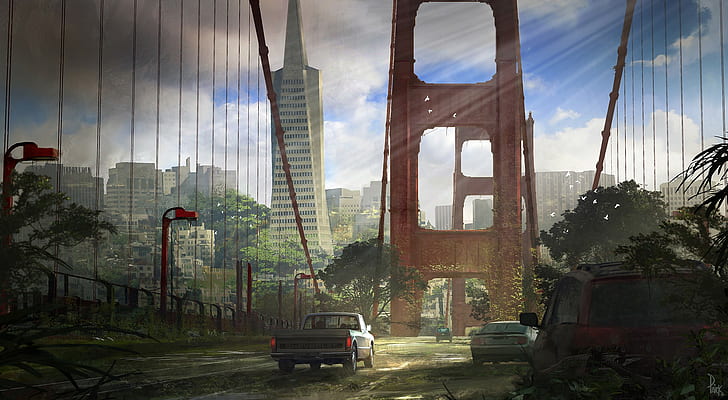 The Last of Us Game, game, bridge, art, Apocalypse, city, The Last of Us, HD tapet