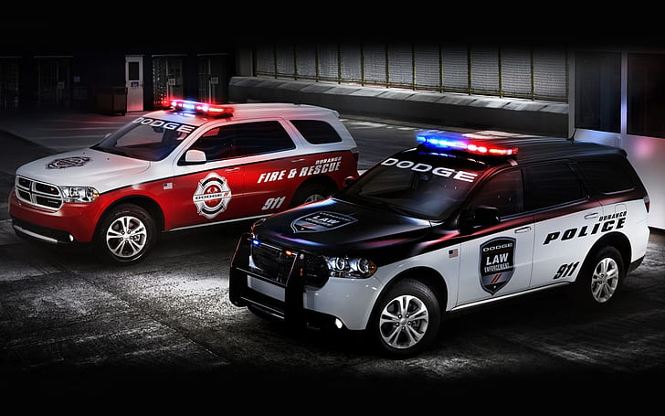 Polisi Dodge dan Mobil Pemadam Kebakaran, mobil polisi, Wallpaper HD