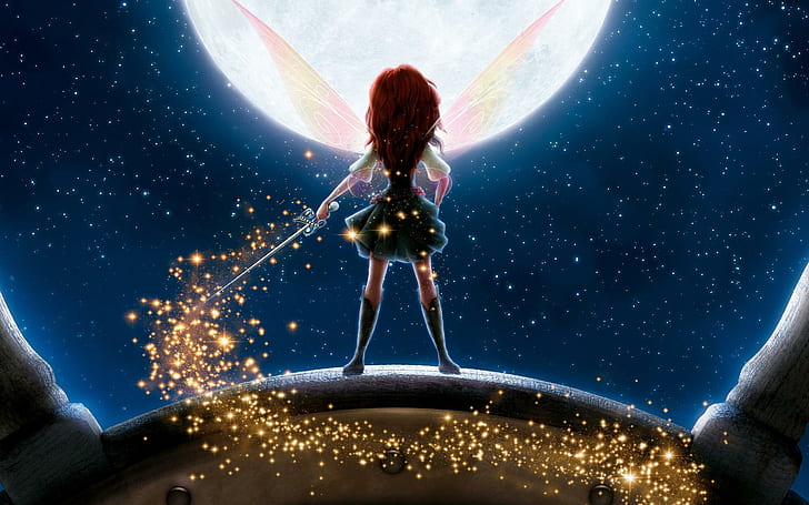 the pirate fairy, disney, glitter, wings, fairy, fairy holding wand cartoon character, the pirate fairy, disney, glitter, wings, fairy, HD wallpaper