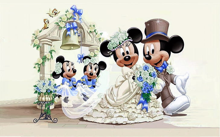 ミッキーマウスとミニーマウスの結婚式の壁紙HD、 HDデスクトップの壁紙