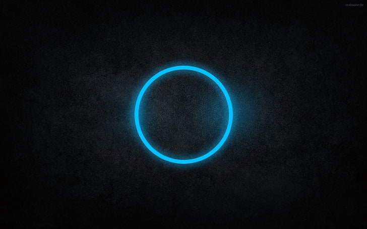 cincin cahaya biru, lingkaran, minimalis, biru, seni digital, Wallpaper HD