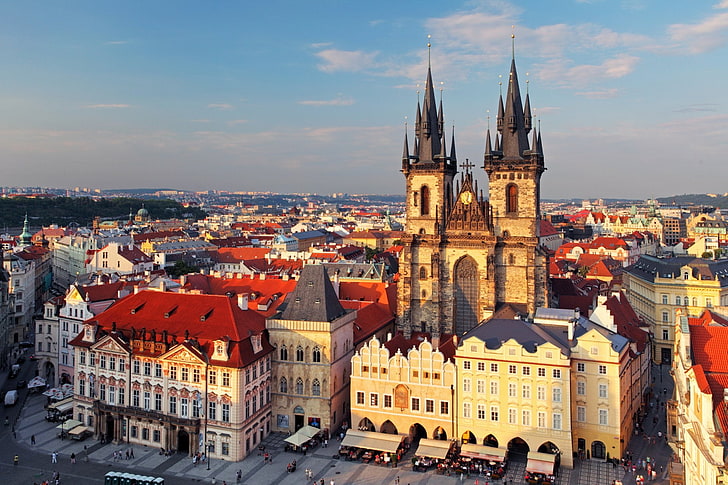 Cities, Prague, City, Cityscape, Czech Republic, House, Square, Tyn Church, HD wallpaper