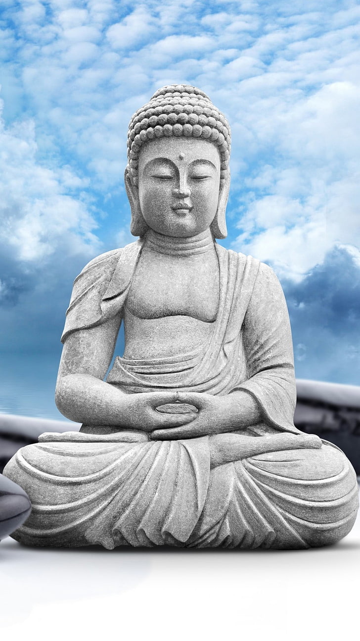 Senhor Buda Estátua Céu Nuvens, Gautama Estátua de Buda, Deus, Senhor Buda, céu, Buda, pedras, estátua, senhor, nuvens, HD papel de parede, papel de parede de celular