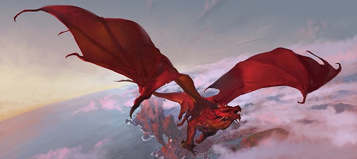 dragon, flying, HD wallpaper