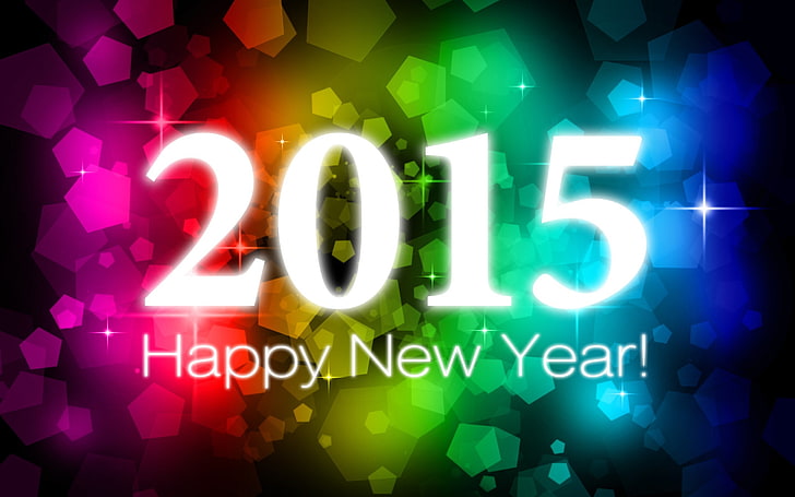 New Year, snow, 2015, pentagons, colorful, HD wallpaper