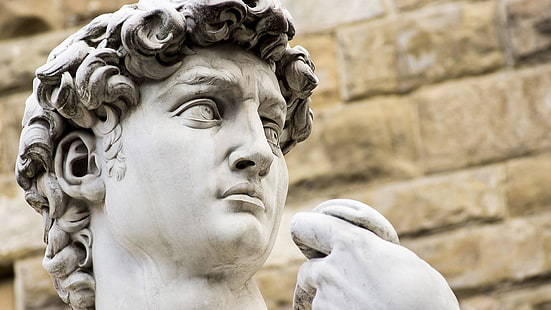 David, estatua, escultura, arte, Miguel Ángel, Florencia, Italia, cabeza, hombre, hombre, Europa, cara, Fondo de pantalla HD HD wallpaper
