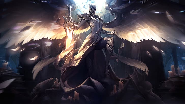 Kayle (League of Legends), video game art, video game characters, HD wallpaper