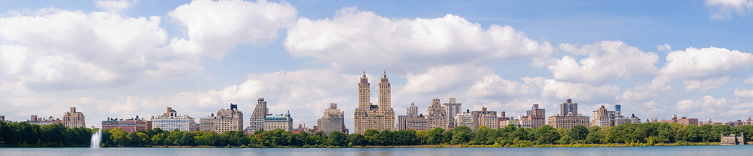 kaki langit, Kota New York, tiga layar, sudut lebar, lanskap kota, Central Park, Manhattan, kota, Wallpaper HD HD wallpaper