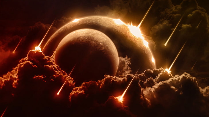 ภาพประกอบดาวเคราะห์และดาวหางอวกาศดาวเคราะห์ดาวตกเมฆศิลปะอวกาศศิลปะดิจิทัล, วอลล์เปเปอร์ HD