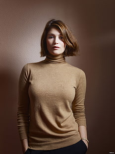 Gemma Arterton, wanita, aktris, rambut pendek, latar belakang sederhana, Wallpaper HD HD wallpaper