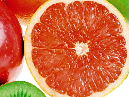 цитрусовые, грейпфрут, фрукты, ломтик, HD обои HD wallpaper