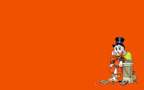 Donald Duck illustration, bakgrund, pengar, mynt, Joakim McDuck, HD tapet HD wallpaper