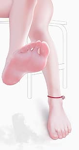 kaki di udara, kaki, jari kaki, pantyhose putih, gadis anime, keringat, Wallpaper HD HD wallpaper