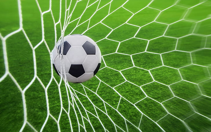 Soccer Goal, bola putih dan hitam, sepakbola, gawang, Wallpaper HD