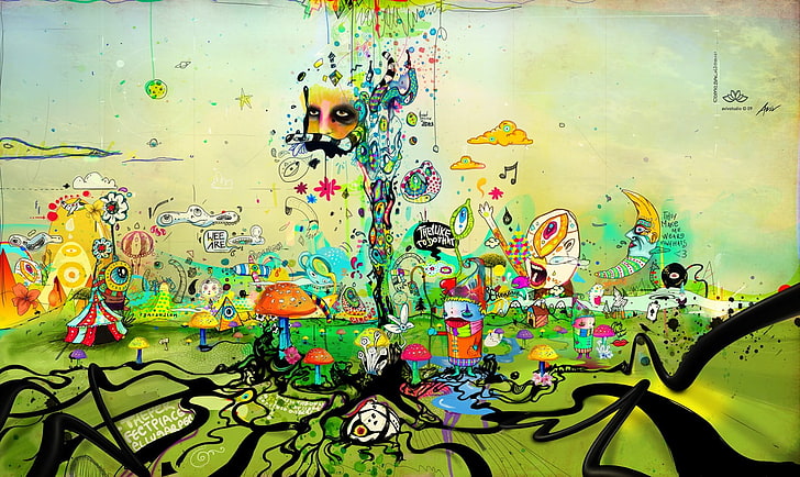 lukisan abstrak warna-warni, psychedelic, surealis, karya seni, Wallpaper HD
