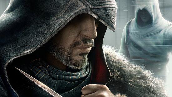 Fondo de pantalla digital de Assassins Creed, videojuegos, asesinos, Assassin's Creed, Ezio Auditore da Firenze, Assassin's Creed: Revelations, Altaïr Ibn-La'Ahad, Fondo de pantalla HD HD wallpaper
