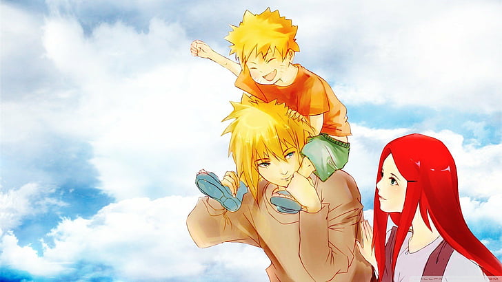 Kinder, Wolken, Familie, Kushina, Minato, Namikaze, Naruto, Shippuden, Uzumaki, HD-Hintergrundbild