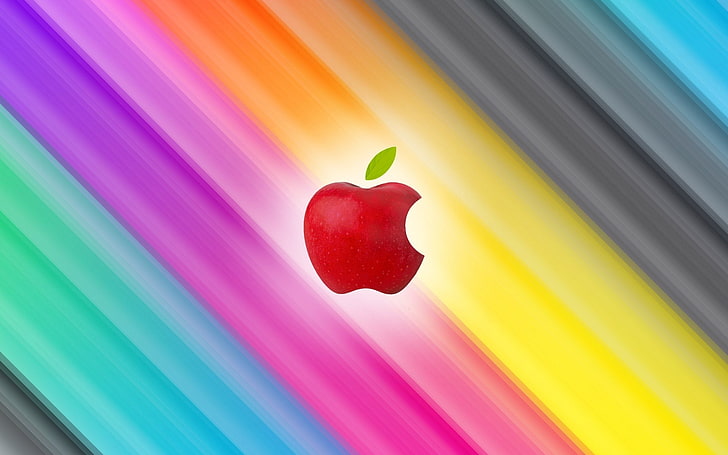 Rainbow Apple Background, Apple logo, Computers, Apple, multicolored, HD wallpaper