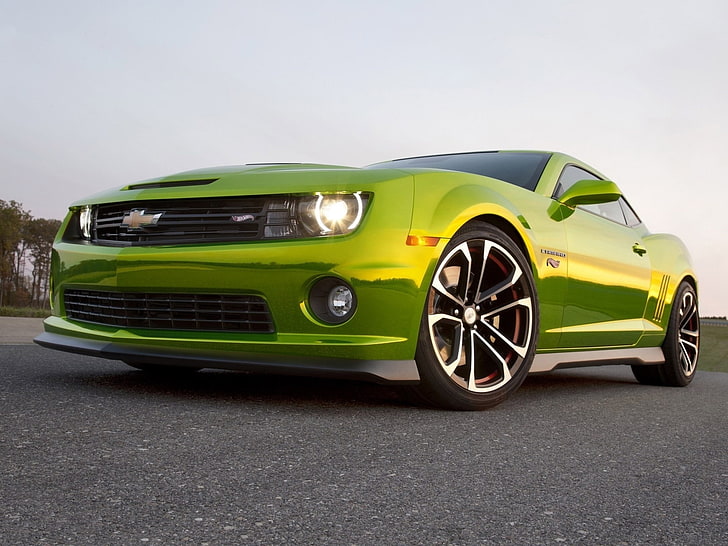 зелено Chevrolet купе, chevrolet camaro, автомобили, кола, зелено, HD тапет