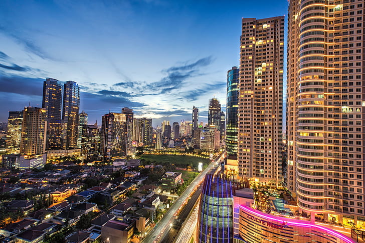 Улица Казабланка, Джакарта, Индонезия, високи сгради, улица Казабланка, Джакарта, Индонезия, сгради, HD тапет