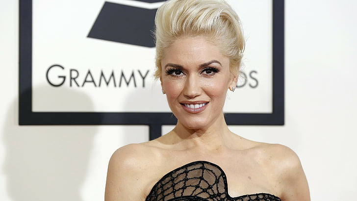 siyah elbisesi giyen kadın, Gwen Stefani, 2015 yılında En Popüler Ünlüler, Grammy 2015 En İyi Ünlü, şarkıcı, söz yazarı, moda tasarımcısı, oyuncu, HD masaüstü duvar kağıdı