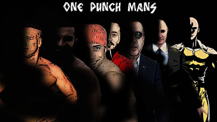 mèmes, One-Punch Man, anime, Vladimir Poutine, Fond d'écran HD